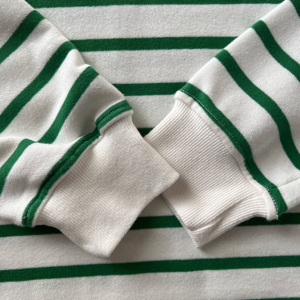 C&C California Green White Striped Long Sleeve Top Size S Casual Basic - Picture 7 of 9